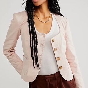 Free People Courtship Structured Blazer Jacket Dust Pink Size Medium